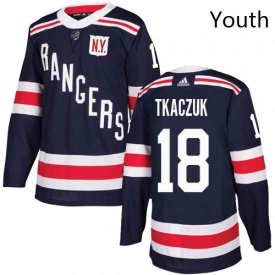Youth Adidas New York Rangers 18 Walt Tkaczuk Authentic Navy Blue 2018 Winter Classic NHL Jersey